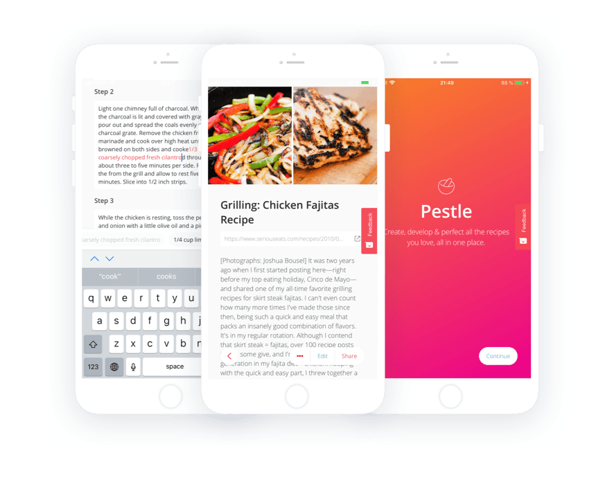Screenshot of the Pestle cookery recipe app