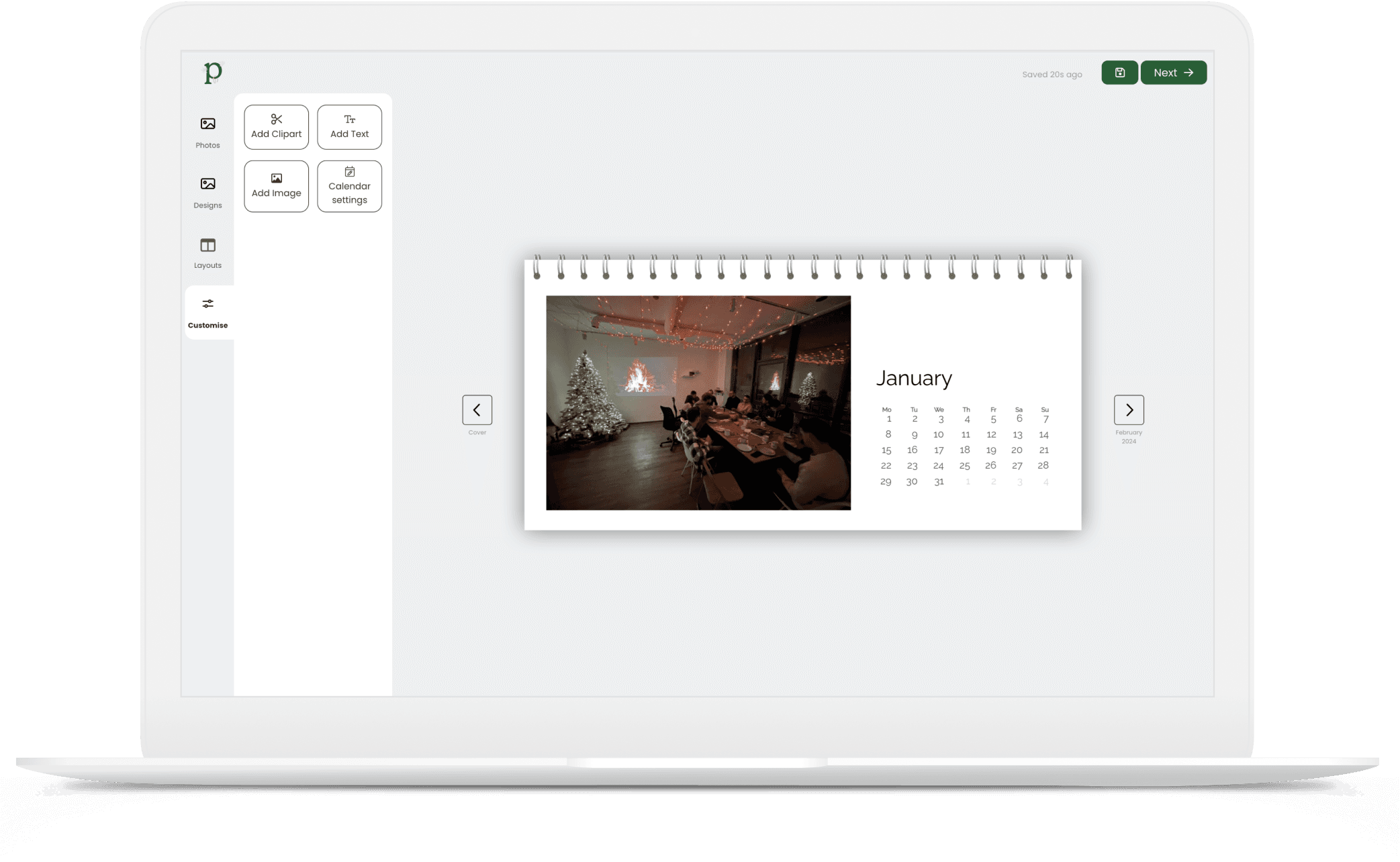 Screenshot of the Pixaprints web-to-print design editor